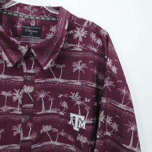 Texas A&M Polo Mens 5X Maroon Palm Print Chiliwear Performance Hawaiian Vacation